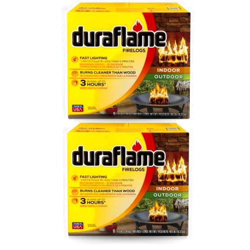 Generic Firelog 4.5 Pound 3 Hour Burn Time Indoor/Outdoor for Fireplace, Campfires, Bonfire, Firepit - 2 Pack - 18 Logs Total
