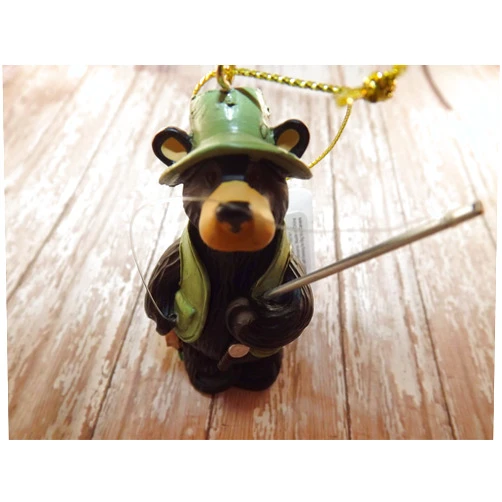 DEMDACO Bearfoots Tangled Fisherman Black Bear Christmas Tree Ornament 30150714 New
