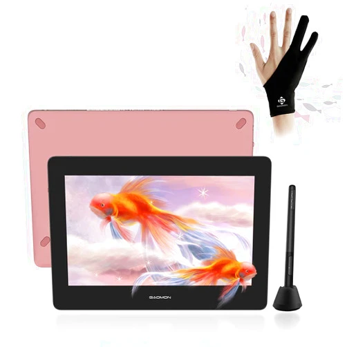 GAOMON GOMON PD1220 （Terra Red） 11.6’’ Pen Display 86% NTSC Full Laminated Graphics Drawing Tablet with Tilt Support 8192 Levels Passive Stylus, Compatible with Windows & Mac &Android