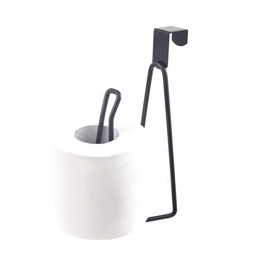 YININE Metal Toilet Paper Holder Stand, Over The Tank Toilet Tissue Roll Paper Holder Stand Dispenser Reserve for Bathroom Storage and Organization- Black