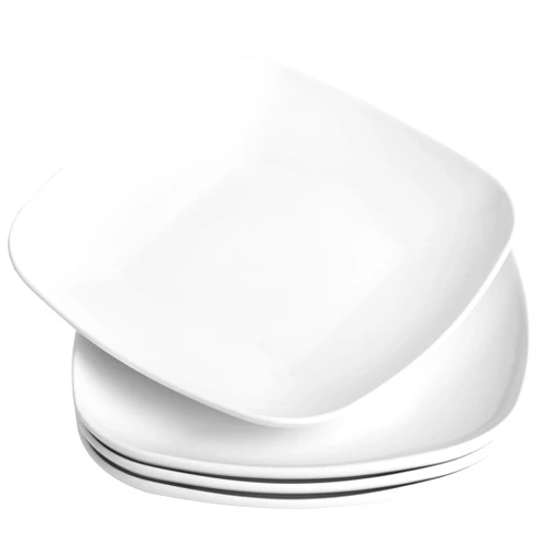 KITCHENLESTAR Ceramic Square Dinner Plates,9 Inch Square Serving Plate for Steak, Pasta, Salad, Snacks, Dessert, Appetizer Plates-Set of 4