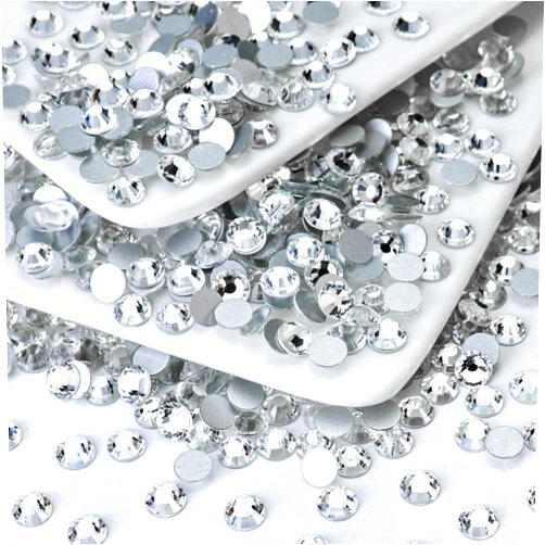 Briskbloom 1440PCS SS10 Flatback Rhinestones, Glass Flat Back Crystal Gems for Nail Art and Craft Clothes, Glue Fix Crystal Clear/White Diamond Stones (2.7-2.8mm)