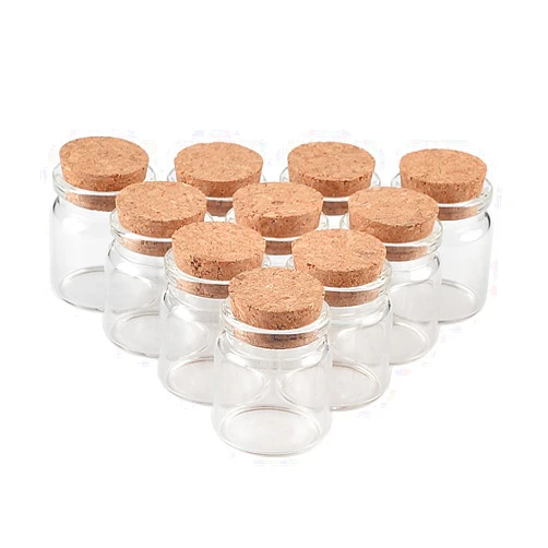 TAI DIAN Whimsical 20ml Glass Bottles with Corks - 37x40x27mm, 50pcs (Crafts, Cosmetic Containers, Spices)