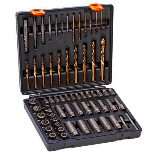 THINKWORK Screw Extractor Set, 65 Pieces Broken Bolt Extractor Kit, Easy Out Bolt Extractor Set with Left Hand Drill Bit Set for Damaged, Frozen, Rusted, Rounded-Off Bolts, Nuts Screws