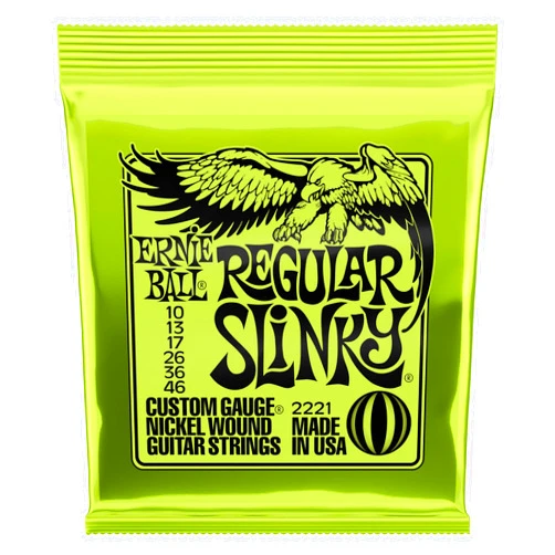 Ernie Ball Regular Slinky Nickel Wound Electric Guitar Strings, 10-46 Gauge (P02221)