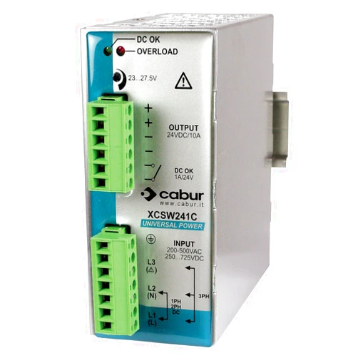 Automation Systems Interconnect ASI XCSW241C 24Vdc DIN Rail Power Supply with Pluggable Wire Connections, 10A, 240W Output, 185 to 550 VAC Input
