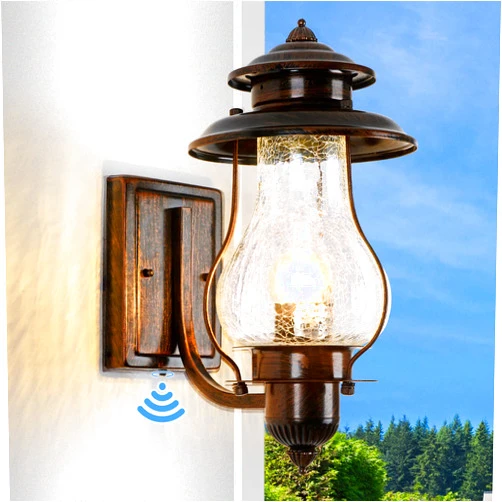 SCNYCUL Dusk to Dawn Sensor Outdoor Wall Sconce Vintage Outside Lighting Fixture Wall Mount With Photocell, Waterproof Wall Lantern Oil Rubbed Brown Porch Lights, Rustic Exterior Wall Lamp for House, Garage