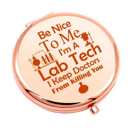 Mwphuy Funny Gift for Lab Tech Compact Makeup Mirror Medical Scientist Gift Laboratory Technician Gift Medical Student Gift Appreciation Gift Pocket Makeup Mirrors for Birthday Graduation Gifts