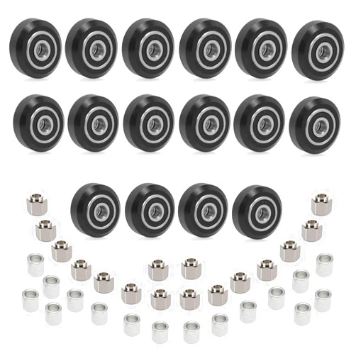 SeekLiny 48 PCS 3D Printer POM Pulley Wheel Set with Rubber Bearing Included 16 PCS POM Wheel 16 PCS Eccentric Spacer 16 PCS Round Column for Creality Anycubic Anet Series 3D Printer Ender 3