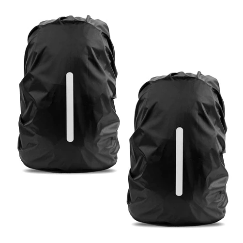 LAMA 2pcs Waterproof Rain Cover for Backpack, Reflective Rainproof Protector for Anti-dust and Anti-Theft S 18L-25L Black