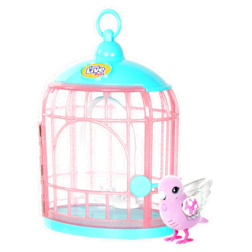 Little Live Pets - Lil' Bird & Bird Cage: Polly Pearl, New Light Up Wings with 20 + Sounds, and Reacts to Touch