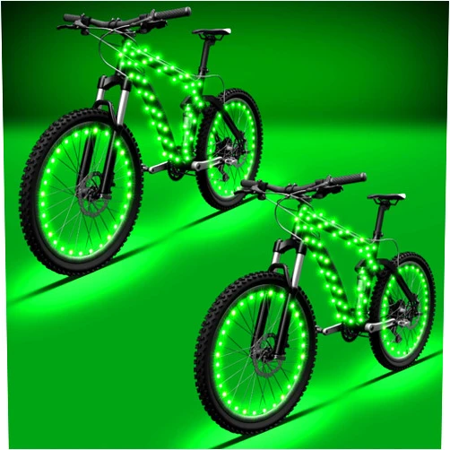 Woanger Set of 2 LED Bike Wheel Lights Bright Bicycle Spoke Frame Lights Cycling Decoration Safety Warning Tire Strip Light for Adults Night Riding