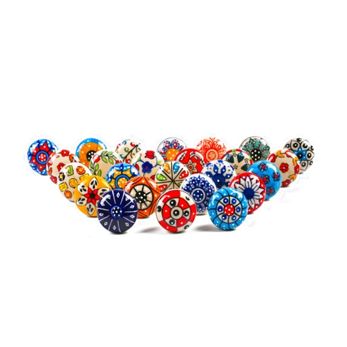 RAJRANG Boho Multicolor Ceramic Cabinet Knob Vintage Cupboard Dresser Drawer Pulls Hardware Knobs Set of 25
