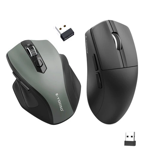 E-YOOSO 2.4G Large Wireless Mouse & Lightweight Wireless Gaming Mouse for Windows, Mac, Laptop, Desktop - 2 Pack (Gray & Black)