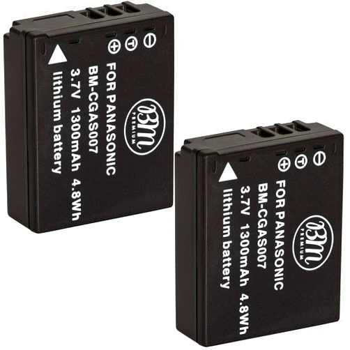 BM Premium 2-Pack of CGA-S007 Batteries for Panasonic DMC-TZ1, DMC-TZ2, DMC-TZ3, DMC-TZ4, DMC-TZ5, DMC-TZ11, DMC-TZ15, DMC-TZ50 Digital Camera