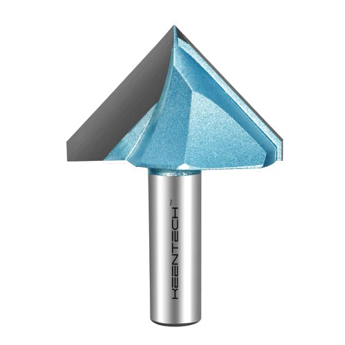 KEENTECH Router Bits, Carbide Tipped 90-Degree V-Groove Router Bit for Grooving, Industrial Grade Cutting Tools for Woodworking (1/2 Inch Shank x 2 Inch Diameter x 1-11/64 Inch Depth, KT03013208)