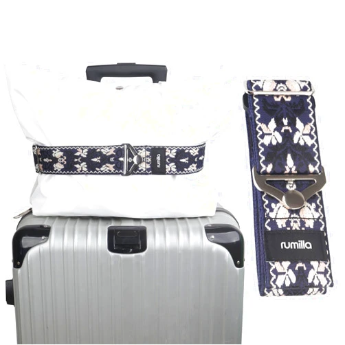 RUMILLA Luggage Straps Bag Bungees for Add a Bag Easy to Travel Suitcase Elastic Strap Belt，Luggage strap with exquisite embroidery (Blue)