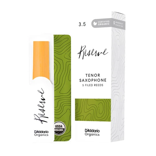 Rico D'Addario Reserve Tenor Saxophone Sax First & Only Organic Reed-3.5 Strength, 10 Pack (ODKR0535)
