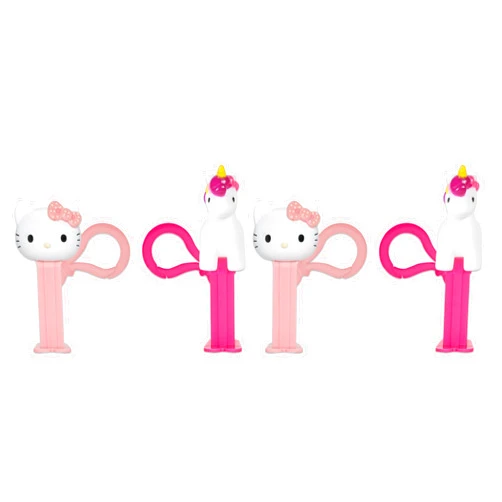 PEZ Hello Kitty PEZ Clips (Two mini PEZ Dispensers on keychain clip + six candy refills) (Pack of 2)