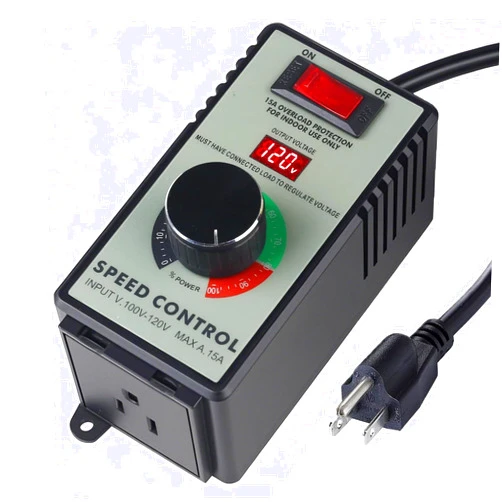 CDMALL AC Motor Speed Controller for Brushed Motors - 120V 15A Variable Speed Control with LED Voltage Display & Overload Protection, Fan Speed Controller for Duct Fan, Exhaust Fan, Router, Drill