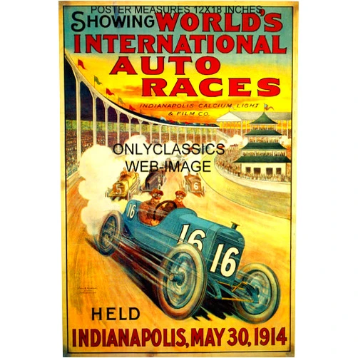 Schneider Electric OnlyClassics Indianapolis Motor Speedway Art Deco AUTO Racing Poster INDY 500 Litho Graphics