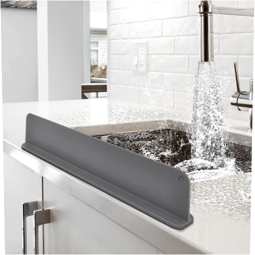 Gosmol Kitchen Sink Splash Guard - Silicone Splash Guard for Water Sink, Bathtub, Faucet, Sink Backsplash Guard Behind Faucet (17.3 x 4.1 Inch) – Grey