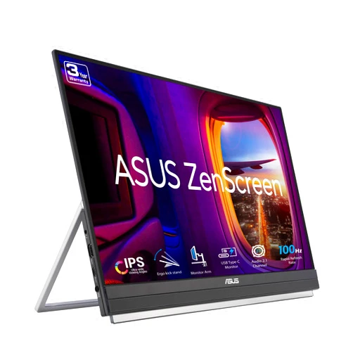 ASUS ZenScreen 22” (21.5 viewable) 1080P Portable Monitor (MB229CF) – Full HD, IPS, 100Hz, USB-C PD 60W, Speakers, Carrying Handle, Kickstand, C-clamp Arm, Partition Hook, Subwoofer, 3 yr Warranty