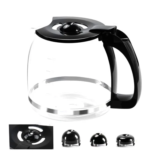 Doufuhua 12-Cup Glass Coffee Carafe Replacement Pot Compatible with Mr Coffee, Black & Decker and 12 Cup Carafe Black with Close Handle, Replacement for PLD12, PLD12-RB, PLD12-NP
