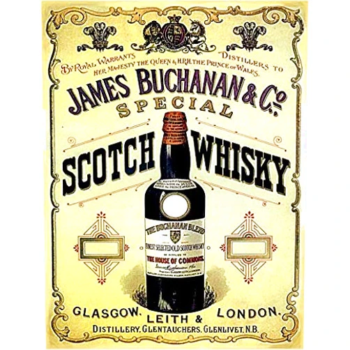 KPSheng James Buchanan Scotch Whisky Vintage Metal Tin Sign Wall Plaque Poster Cafe Bar Pub Beer Wall Home Decor 12 X 8 Inches