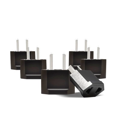 Ceptics Australia, China Plug Adapter Socket - USA to Chinese, New Zealand 2 Pin Type I Adaptor Power Wall Adapter, Argentina, Round to Angled Flat Pin Converter - 6 Pack (6)