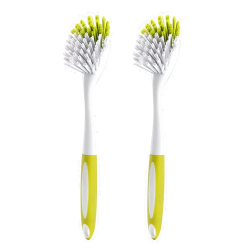 YeuDeuy Scrub Brush for Dish Kitchen Sink Pot Pan with Stiff Bristles, Yellow-green 2pcs