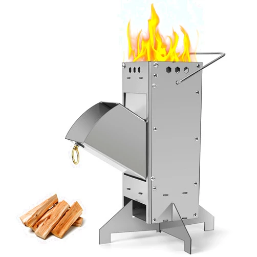 AmazStove Portable Rocket Stove by AmazStove, Upgrade Mini Wood Burning Stove, Suitable for Cooking Tools of Various Sizes, Stainless Steel Camping Wood Stove for Outdoor Cooking, Barbecue, Camping, and More