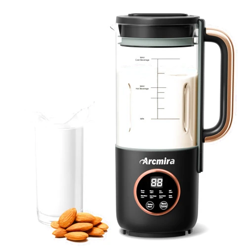 Arcmira Automatic Nut Milk Maker, 35 oz(1000ml) Homemade Almond, Soy, Oat, Plant-Based Milk and Non-Dairy Beverages, Almond Milk Maker with Delay Start/Keep Warm/Boil Water, Soy Milk Maker with Nut Milk Bag