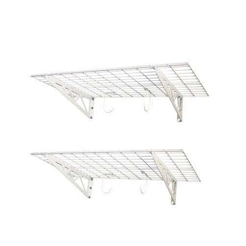 MonsterRAX Storage Solutions MonsterRax | Garage Wall Shelf Two-Pack White or Hammertone | Three Size Options | Includes Bike Hooks | 500lb Weight Capacity (White, 18