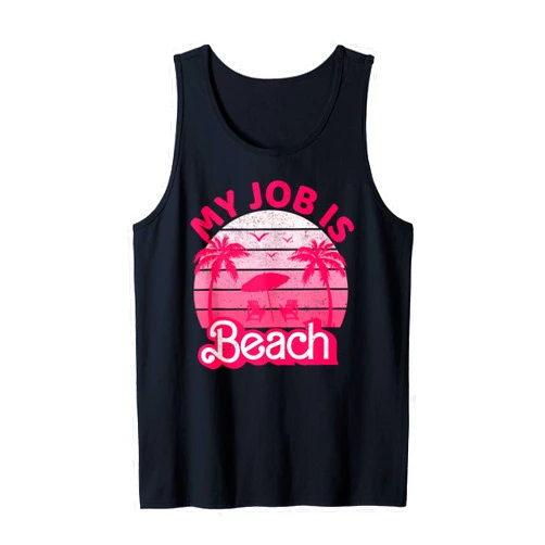Funny My Job Is Just Beach Retro Vintage Tees My Job Is Beach Retro Vintage Funny Gift Beach Jobs Women Tank Top