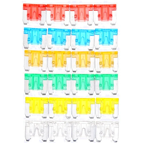 DEIHGE Fuse 24pcs Auto Car Truck Motorcycle Fuses 5A 10A 15A 20A 25A 30A Mixed Sizes Low Profile Kit Micro Mini Blade Fuse