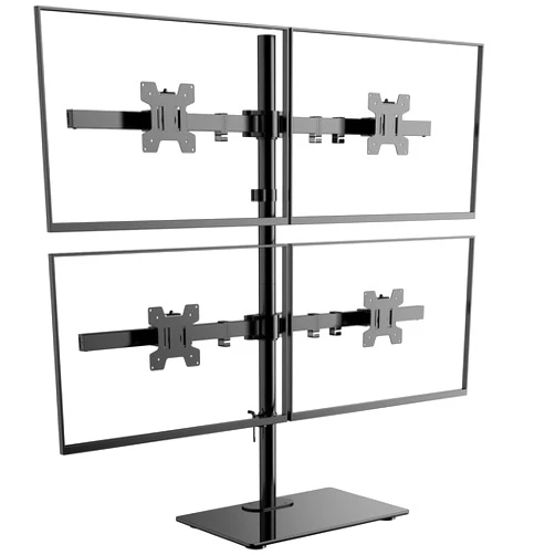 WALI Quad Monitor Stand, Height Adjustable Free-Standing Monitor Desk Mount, fits 4 Computer Screens up to 27 Inch, Holds up to 22lbs per Screen (GMF004)