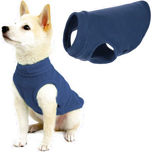 Gooby Stretch Fleece Vest Dog Sweater - Warm Pullover Fleece Dog Jacket - Winter Dog Clothes for Small, Large Dogs, Boy or Girl - Soft, Super Stretchy Fleece Vest Dog Sweater - Indigo Blue, Medium