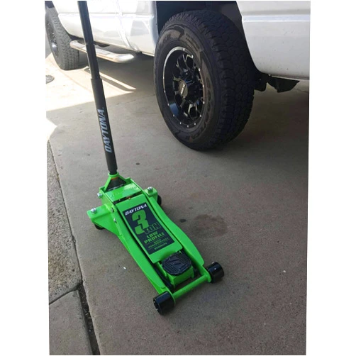 Daytona 3 ton Steel Heavy Duty Low Profile Floor Jack with Rapid Pump - Lime