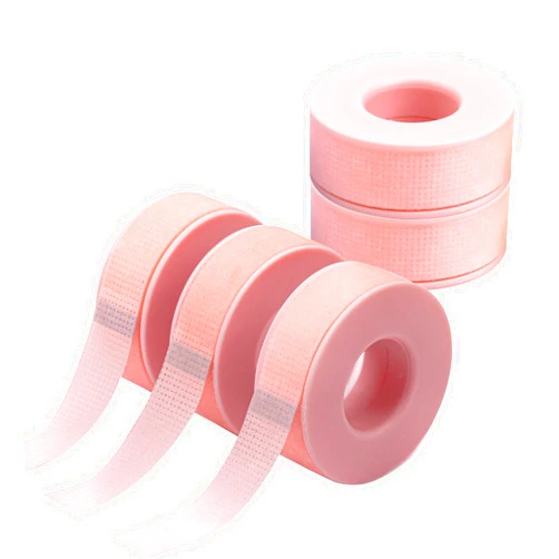 MERETON Lash Tape for Eyelash Extensions - Silicone Gel Eyelash Tape Eyelash Extension Tape for Sensitive Skin Pain Free Removal Breathable Micro Eyelash Extension Supplies（0.49in x 3.94yd，5Rolls Pink）