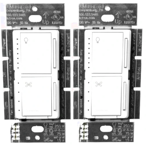 Lutron Maestro Fan Control and Light Dimmer for Dimmable LEDs, Incandescent, and Halogen Bulbs, Single-Pole, MACL-LFQ-WH, White (2-Pack)