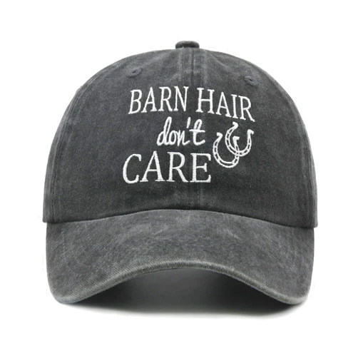 Chilltreads Barn Hair Don't Care Hat for Women, Adjustable Embroidered Baseball Cap for Horse Lover