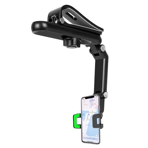 Pleoos Sun Visor Car Phone Holder, 360° Rearview Phone Holder for Car Sun Visor, Retractable Car Phone Mount Compatible with iPhone/Android/Samsung