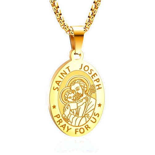 Yaumatea Saint Medals Necklace, St. Michael/Virgin Mary/St. Raphael/St. Jude/St. Christopher/St. Benedict/St. Joseph/St. Patrick/St. Francis/St. Florian/St. Thomas/St. Anthony, Protection & Religious Gift, Stainless Steel 24