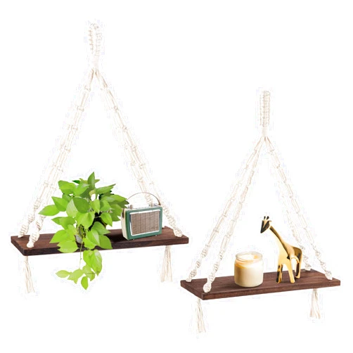 Bellini Décor Bellini Hanging Wall Shelf, Boho Hanging Shelf, Macrame Hanging Shelf, Rope Hanging Shelves for Wall, Hanging Plant Shelf, Hanging Shelf Decor, Floating Shelf Hanging, Macrame Wall Hanging Shelf