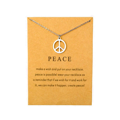 Caiyao Hippie Style Peace Sign Necklace Metal Love Peace Sign Pendant Necklace Vintage Retro Party Dressing Accessories Adjustable Collar Jewelry for Women Men