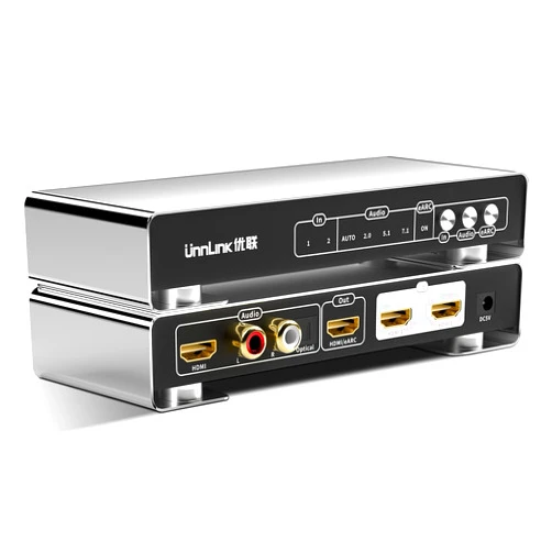 ÜnnLInk eARC 4K 60Hz HDMI Audio Extractor, 2 in 1 Out HDMI Switch with Optical Toslink SPDIF 5.1CH + L/R Stereo + 7.1CH HDMI Audio Output Support HMDI 2.0, HDCP 2.2, Dolby Digital/DTS HDR10