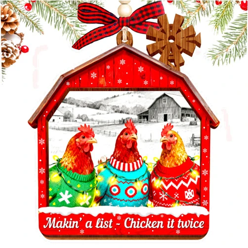 HEXMOZ Chicken Christmas Ornaments - Hen Chicken Ornaments for Christmas Tree - Farm House Gifts for Chicken Lovers, Farmers - Farmhouse Xmas Ornament Holiday Decorations 2025
