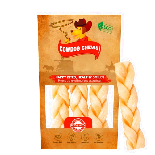 Cowdog Chews Collagen Braided Sticks 5-7