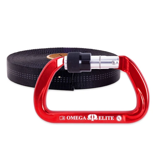 Rock-N-Rescue Heavyweight Nylon Tubular Webbing Black 50 ft Bundle w/Elite Screw-Lok Carabiner